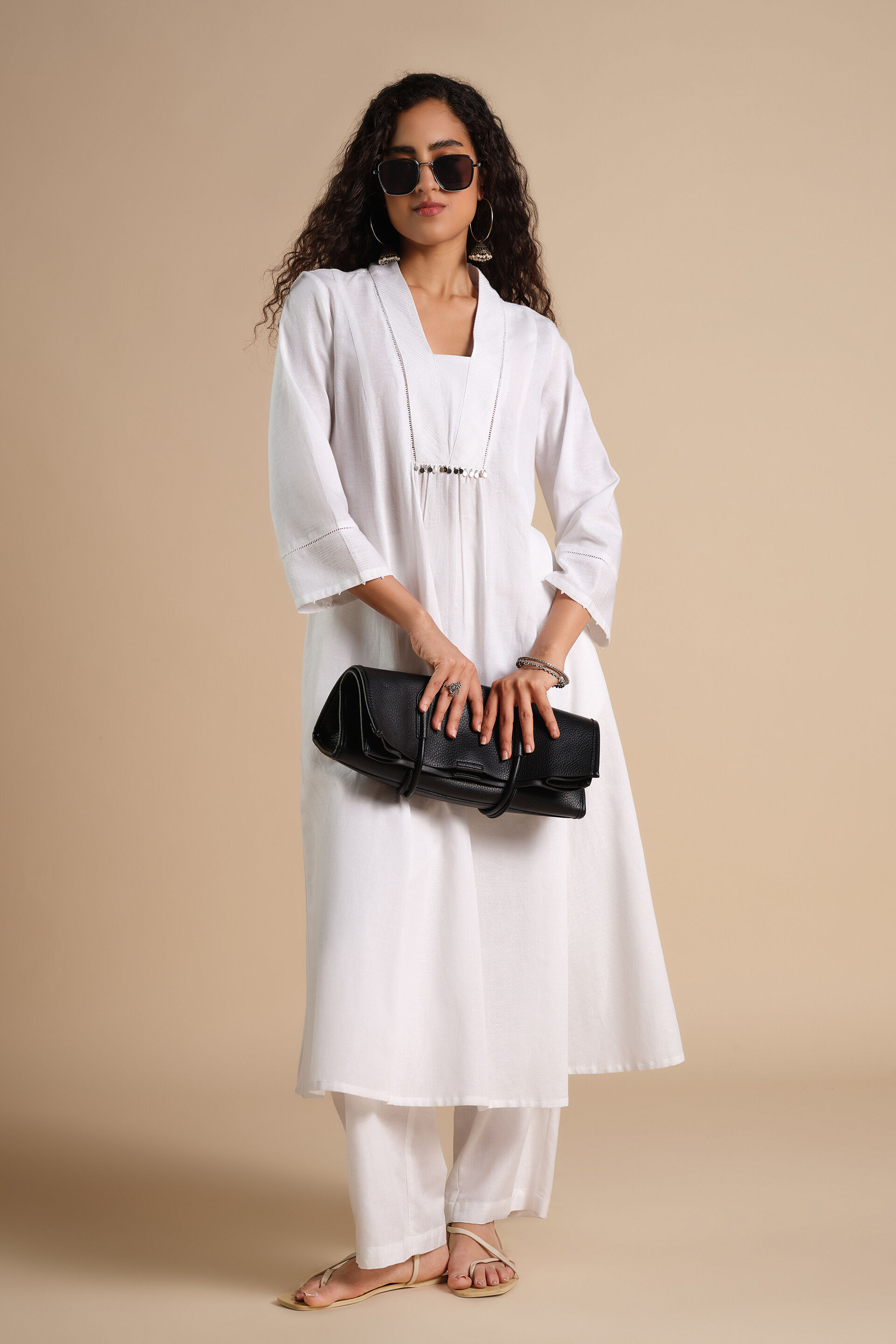 Nirala Bloom Kurta, White, image 2